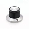 Gałka z kołnierzem do potencjometru na oś 6mm - 24x14mm - czarno-srebrna - RN-117B