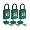 Kłódka LOTO SafeKey kompaktowa, nylonowa, szekla 25 mm, zielona (3 szt.), 150191