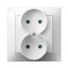 IMPRESJA Gniazdo podwójne bez uziemienia z przesłonami torów prądowych kompletne z ramką biały GP-2YP/00 OSPEL