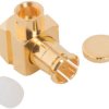 MCX plug 75 Ω, RG-405, Belden 1671A, solder connection, angled, 252109-75