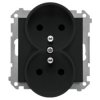 Gniazdo zasilające podwójne SIMON 55 czarne matowe 2x [2P+Z] 16A z przesłonami Kontakt Simon TGZ2MCZ.01/149