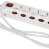 Table power strip, 6-way, 1.5 m, 16 A, with surge protection, white, 45191