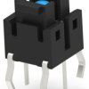Short-stroke pushbutton, Form A (N/O), 50 mA/12 VDC, illuminated, blue, actuator (brown, L 2.2 mm), 1.56 N, THT, 2-2213818-5