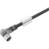 Sensor actuator cable, M8, poles 3, socket, female, angled to open end, LED, 0,1m