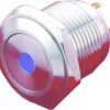 Vandal-proof pushbutton, 1 pole, silver, illuminated  (green), 2 A/36 V, mounting Ø 16 mm, IP65, PAV16NPFS1F6N