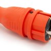 Wtyczka gumowa hermetyczna 230V IP 44 16A schuko, kolor pomarańczowy, TWGP-SCH