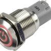 TRU COMPONENTS 1303024 Przełącznik wciskany LAS2GQF-11ZET/R/12V/S/P, 16 mm, 48 V/DC, 2 A, 1 szt.