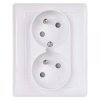 Gniazdo podwójne FRENCH IP20 błyszczące białe EMOS A6001.1