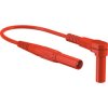 Measuring lead with (4 mm plug, spring-loaded, angled) to (test probe, straight), 1 m, red, silicone, 1.0 mm², CAT II, 66.9007-1