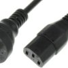 Device connection cable, Argentina, plug type I, straight on C13 socket, straight, H05VV-F3G1.0 mm², black, 2.5 m, RA/3-H05VVF3G