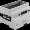 CBRPI-DR-4-CLR Housing for Raspberry Pi 4, top hat rail, grey/trans.