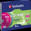 43167 CD-RW, colour, 700 MB, 12x, slim case pack of 5
