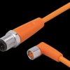 Sensor actuator cable, M12 cable plug, straight, A to M8 cable socket, angled, A, 3 pole/3 pole, 0.3 m, PVC, orange, 3 A, EVT242