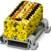 Distribution block, push-in connection, 0.14-4.0 mm², 19 pole, 24 A, 8 kV, yellow/black, 3273262