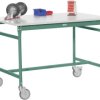 Manuflex BB4034.0001 STÓŁ podawczy podstawa mobilna z płytą z blachy w kolorze szarym HF 0001, szer. X gł. X wys.: 1250