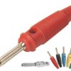 Wtyk bananowy; 4mm; BUELA-20 930 726 101; czerwony; 60mm; wtykany (gniazdo bananowe 4mm); przykręcany; 16A; 60V; mosiądz niklowa