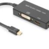 konwerter Mini DisplayPort Digitus AK-340419-002-S, [1x złącze męskie Mini DisplayPort - 3x DVI-D, złącze żeńskie HDMI,