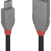 Lindy 36731 Kabel USB 0,5 m USB 2.0 USB A Micro-USB B Czarny, Szary