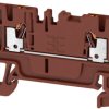 Through terminal block, push-in connection, 0.5-1.5 mm², 2 pole, 17.5 A, 6 kV, brown, 2508200000