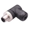 3 Way M12 Right Angle Male Industrial Circular Connector IP67 4A 250V