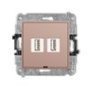 ICON Gniazdo podwójne 2xUSB A-A 2.0 bez pola opisowego łososiowy 62IGUSBBO-2 KARLIK