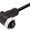 Sensor actuator cable, 7/8"-cable socket, angled to open end, 3 pole, 2 m, PUR, black, 12 A, 1292110200