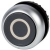 Pushbutton, unlit, groping, waistband round, black, front ring silver gray, mounting Ø 22.5 mm, 216609