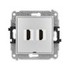 ICON Mechanizm gniazda podwójnego HDMI 2.0, bez pola opisowego srebrny metalik 7IHDMIBO-4