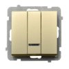 SONATA Wyłącznik potrójny z podświetleniem IP20 szampański złoty ŁP-13RS/m/39 OSPEL