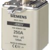 Bezpiecznik z wyśrodkowanym wyprowadzeniem 250A 690V NH3 gG Siemens