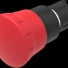 Mushroom pushbutton, rotary release, unlit, latching, waistband round, red, front ring black, mounting Ø 22.3 mm, 45-2C36.1920.0