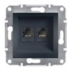 ASFORA Gniazdo komputerowe podwójne 2xRJ45 kat.6 antracyt EPH4800171 SCHNEIDER ELECTRIC
