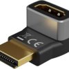 Adapter HDMI™ kątowy 90 pionowy, 8K @ 60 Hz, pozłacany 72009