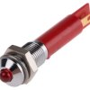 Lampka kontrolna do montażu panelowego 12V dc, czerwona 6mm LED Chrom Końcówka lutownicza RS PRO
