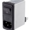 Gniazdo zasilające IEC z filtrem przeciwzakłóceniowym2 2A C14 Schaffner Zatrzask 5 x 20mm