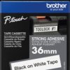 TZE-S261 Labelling tape, extra-strong adhesive, black on white, 36 mm