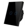 Smart Touch Light Switch Glass Touch Wall Light Switch - 2-Gang, Black