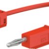 Measuring lead with (2 mm plug, spring-loaded, straight) to (2 mm plug, spring-loaded, straight), 450 mm, red, PVC, 0.5 mm², CAT