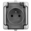 BRYZA Gniazdo hermetyczne pojedyncze z/u IP54 z klapką dymną szare 180032