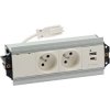 Mediaport Indesk Simon 480, 2x250V USB A-C, aluminium biały