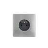 Gniazdko elektryczne szare pojedyncze ramka stal szczotkowana GN-SS01S