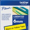 TZE-611 Laminated labelling tape, black on yellow, 6 mm