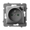 ARIA Gniazdo pojedyncze z uziemieniem z przesłonami torów prądowych z ładowarką USB szary mat GP-1UZPUSB/m/70 OSPEL