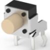 Short-stroke pushbutton, Form A (N/O), 50 mA/24 VDC, unlit , actuator (ivory, L 3.56 mm), 1.56 N, THT, 1-1825027-4