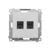 SIMON 55 Gniazdo telefoniczne podwójne RJ12 aluminium mat TF2.01/143 KONTAKT SIMON