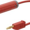 Measuring lead with (2 mm lamella plug, straight) to (4 mm socket, straight), 0.15 m, red, PVC, 0.5 mm², 64.1073-01522