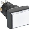 Pushbutton, with jump function, illuminable, 2 Form C (NO/NC), waistband rectangular, white, front ring black, mounting Ø 16 mm,