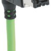 System cable, RJ11/RJ14 plug, angled to open end, Cat 5, PVC, 1.5 m, green, 09470400025