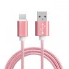 KABEL USB TYP-C 1M NYLON ROZOWY