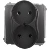 Simon Basic Gniazdo wtyczkowe podwójne b/u (moduł) 16A 250V zaciski śrubowe grafit matowy BMG2M.01/28